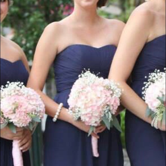 Navy Chiffon Floor Length Dress - Picture 3 of 3